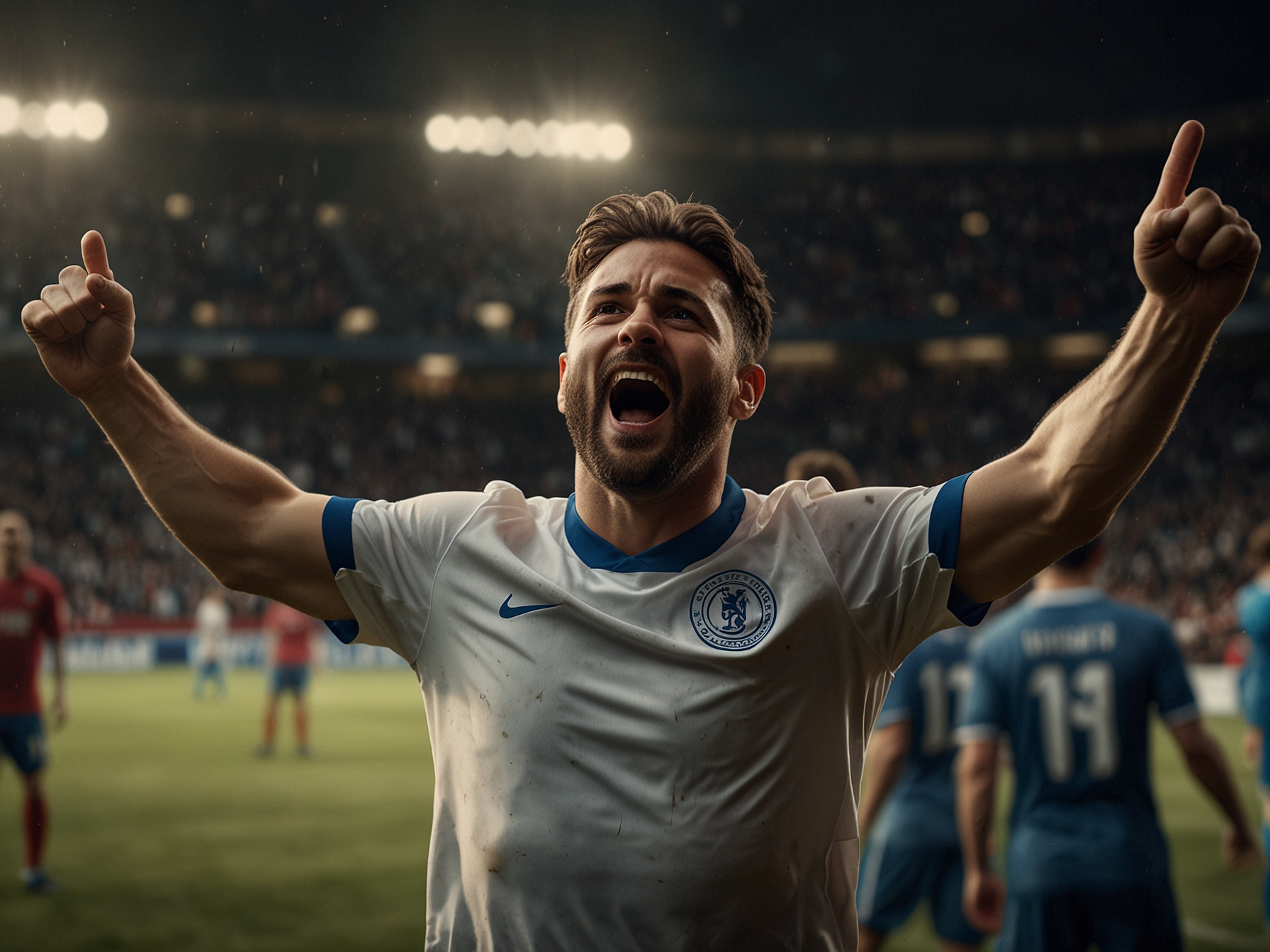 Jugador de fútbol celebrando una victoria